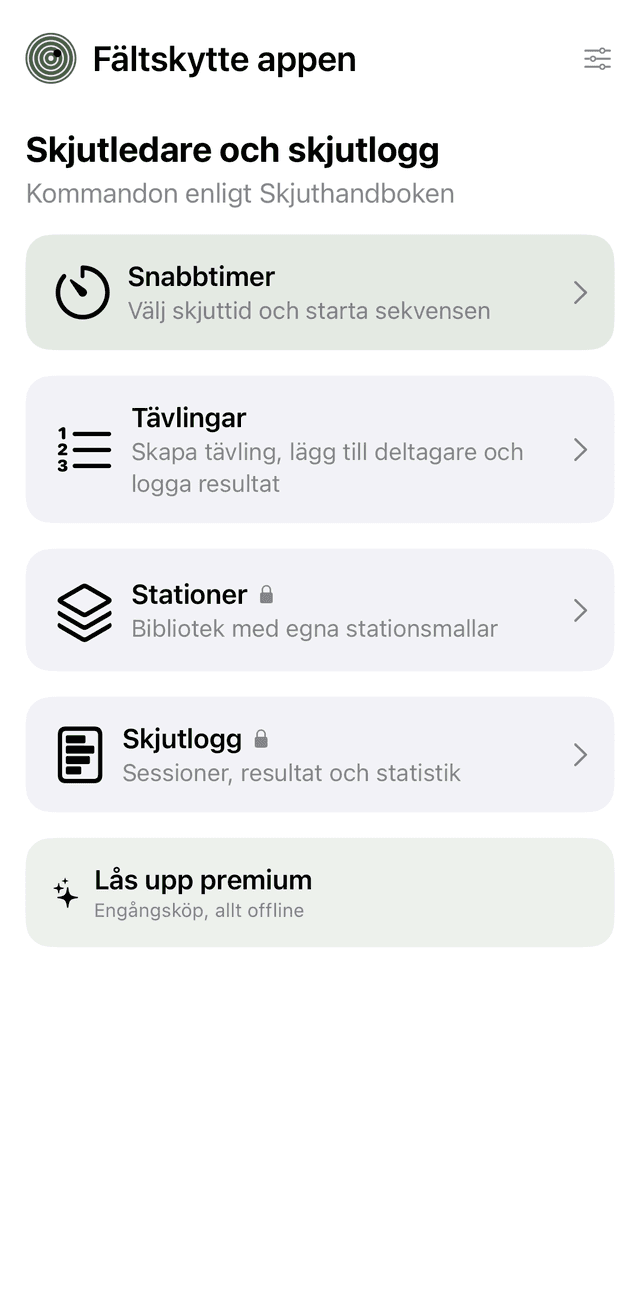 Fältskytteappen på iPhone